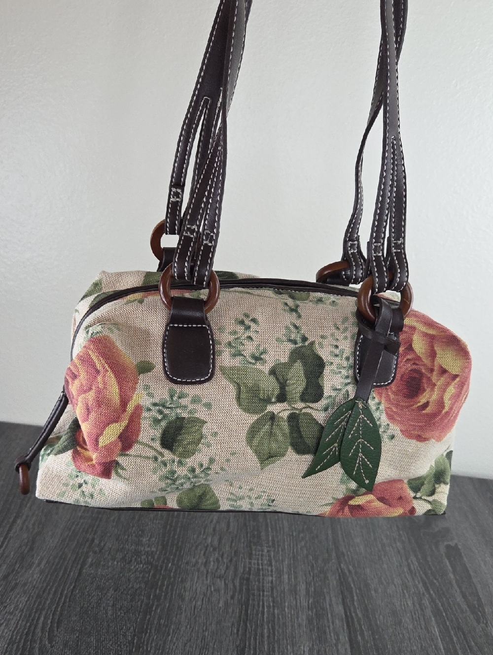 STONE MOUNTAIN Floral Tapestry Satchel Handbag in Antique Large Rose Prin t EUC - Picture 8 of 16